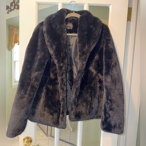 Weatherproof black faux fur fuzzy plush jacket coat, medium, nwot